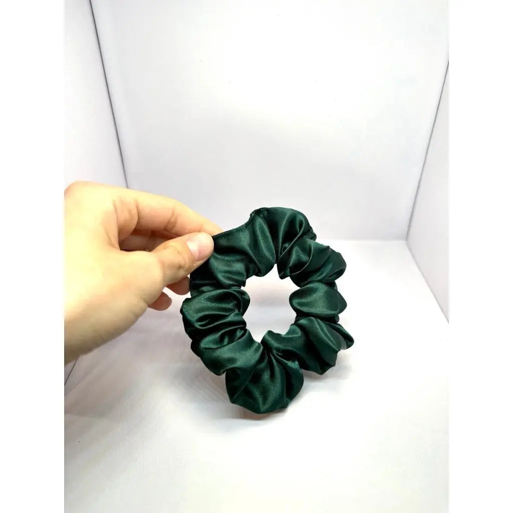 Mini Forest Green Silk Scrunchie