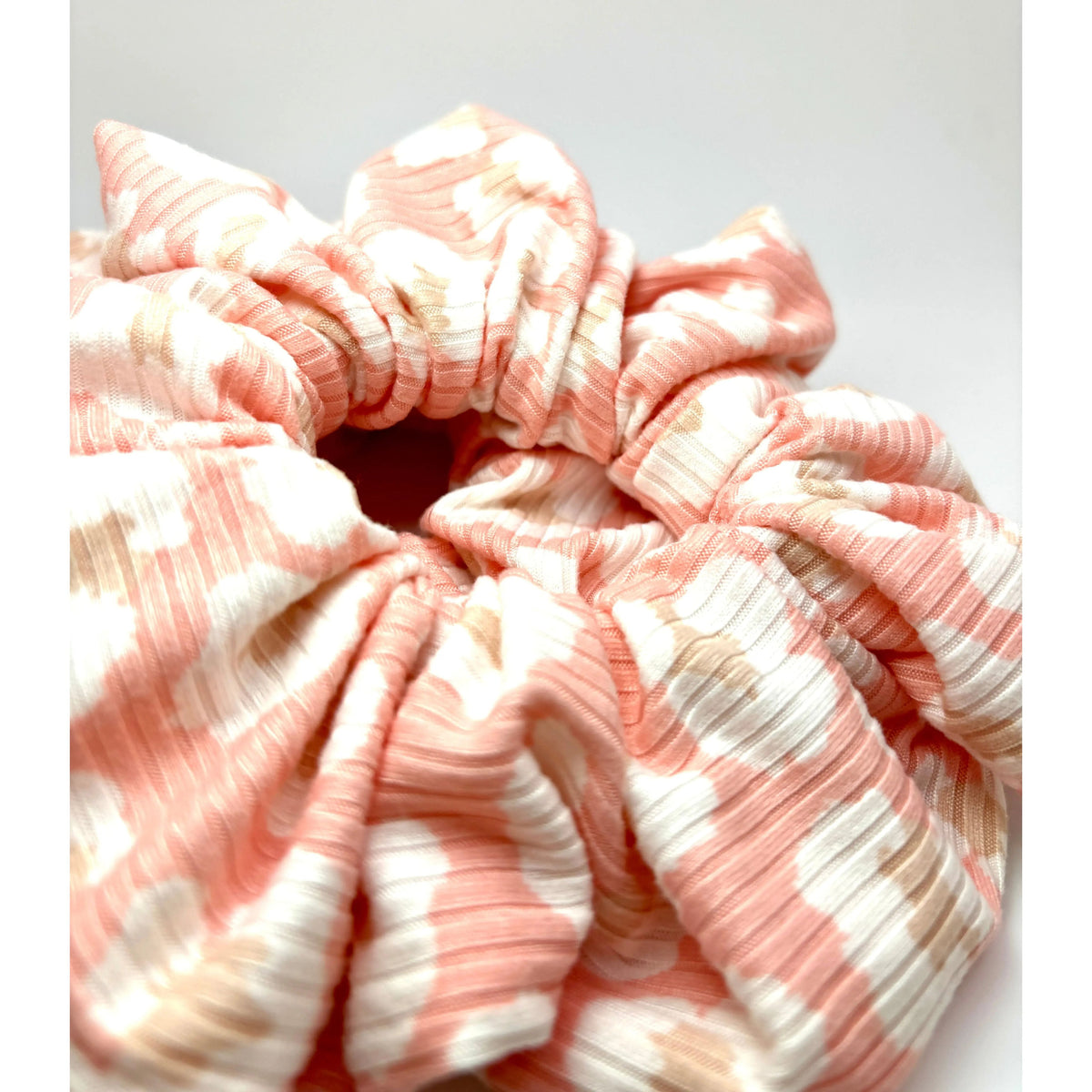Pink Cheetah Ribbed Scrunchie