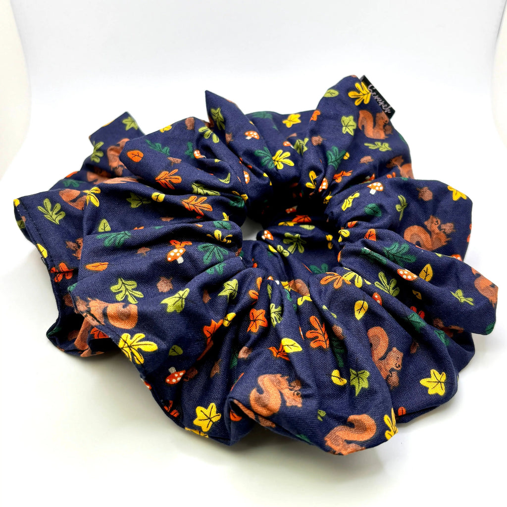 Fall Squirrels and Leaves Scrunchie