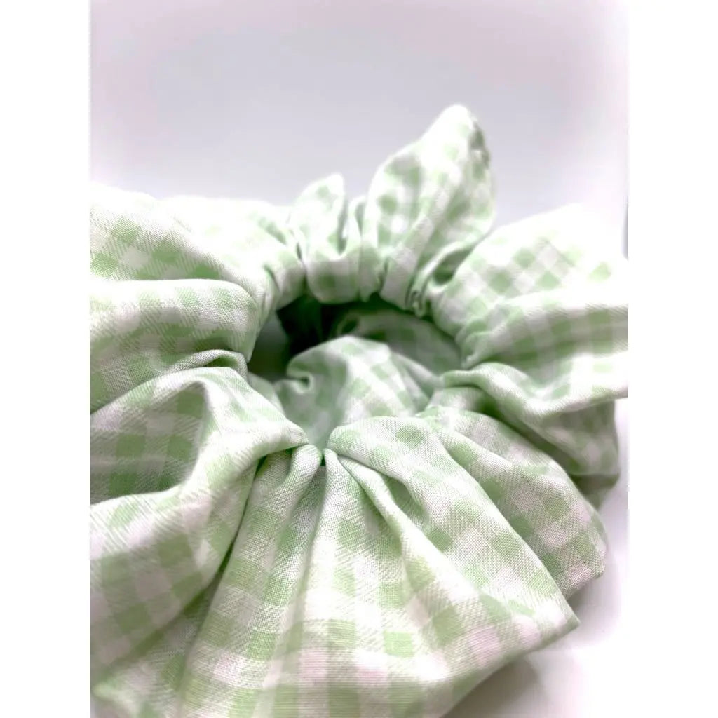 Mint Green Gingham Spring Scrunchie