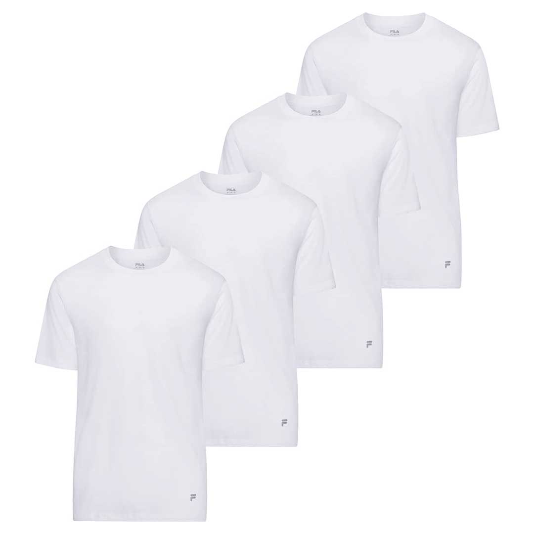 FILA Men’s Solid Crew Neck Cotton T-Shirts | 4 Pack
