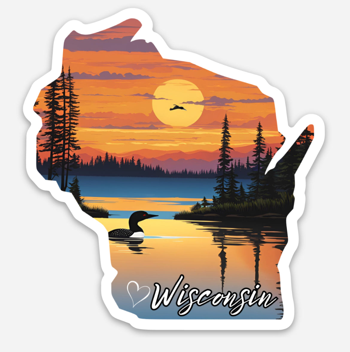 WI Sunset Loon Sticker