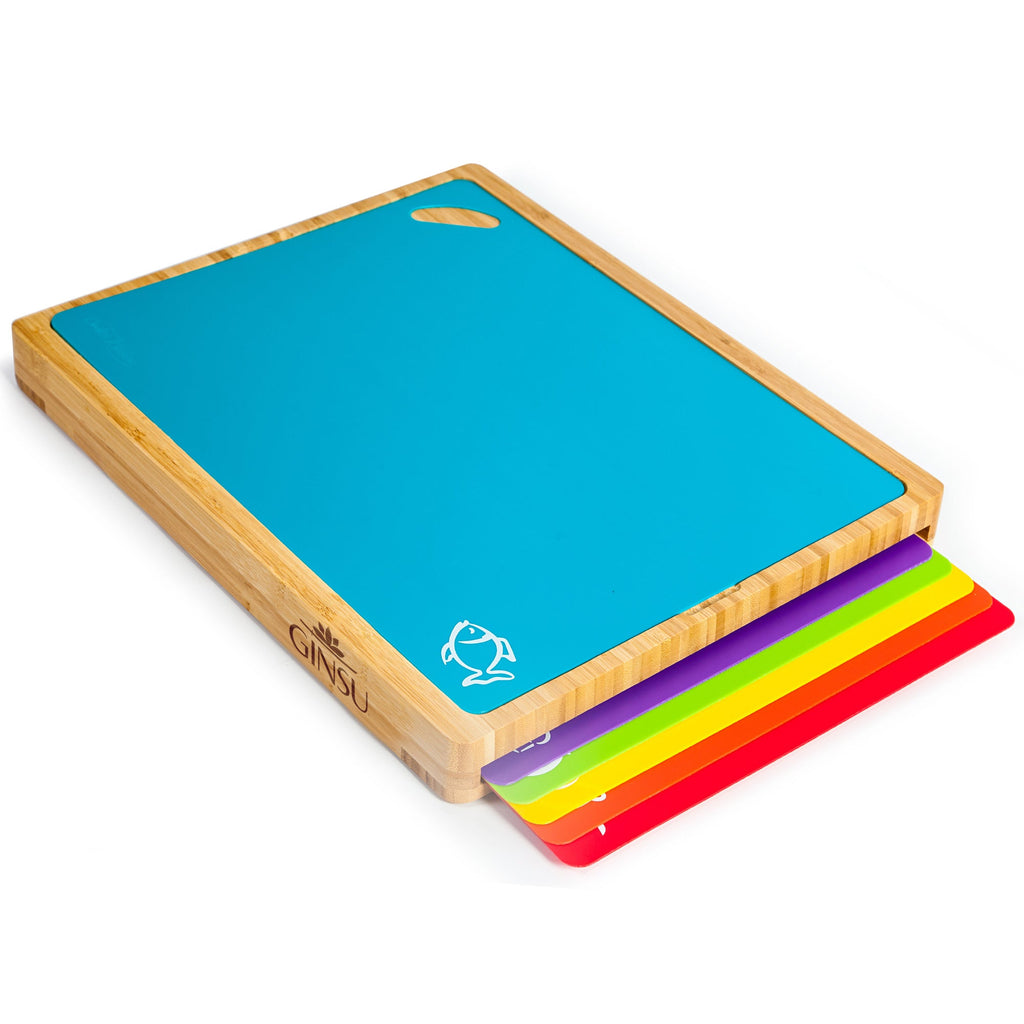 Ginsu Bamboo Cutting Board Set with 6 Mats