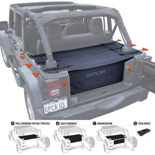 GPCA Jeep Wrangler JK 4DR Cargo Cover PRO Freedom Pack (2007-2018)