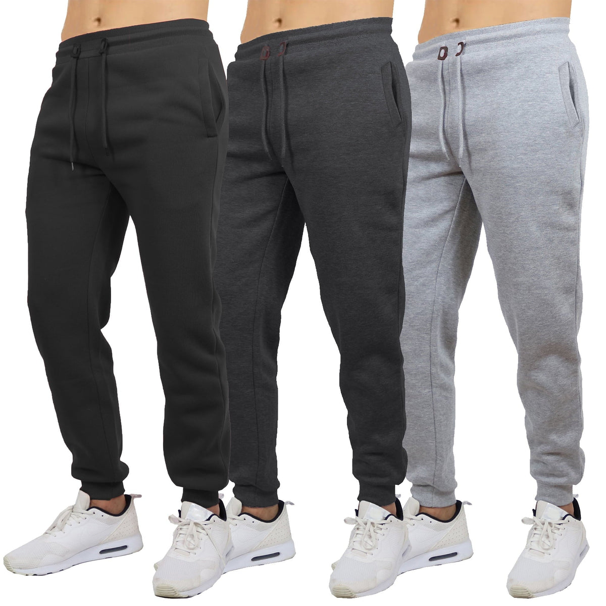 3-Pack Mens Slim Fit Fleece Jogger Sweatpants (S-3XL)