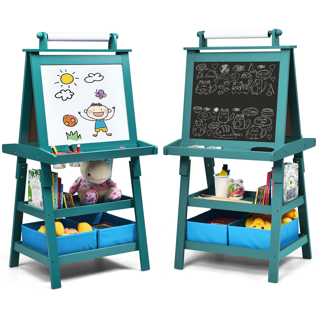 3 in 1 Double-Sided Storage Art Easel-Brown