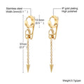 Stainless Steel Cross Double Chain Huggie Hoop Earrings | Trendy Unisex Jewelry
