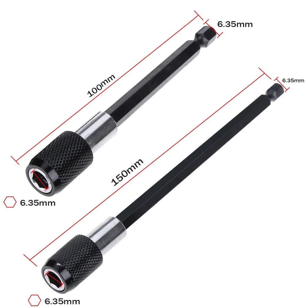 1/4 Inch Hex Shank Quick Release Screwdriver Bit Holder Extension Bar | 60mm 100mm 150mm