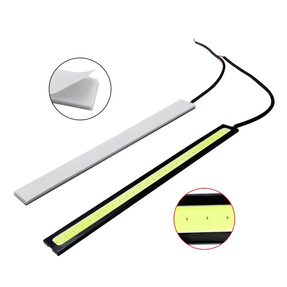 4x Universal Vehicle LED Strip 17CM COB Car DRL Daytime Running Light | Waterproof 12V Styling Bar