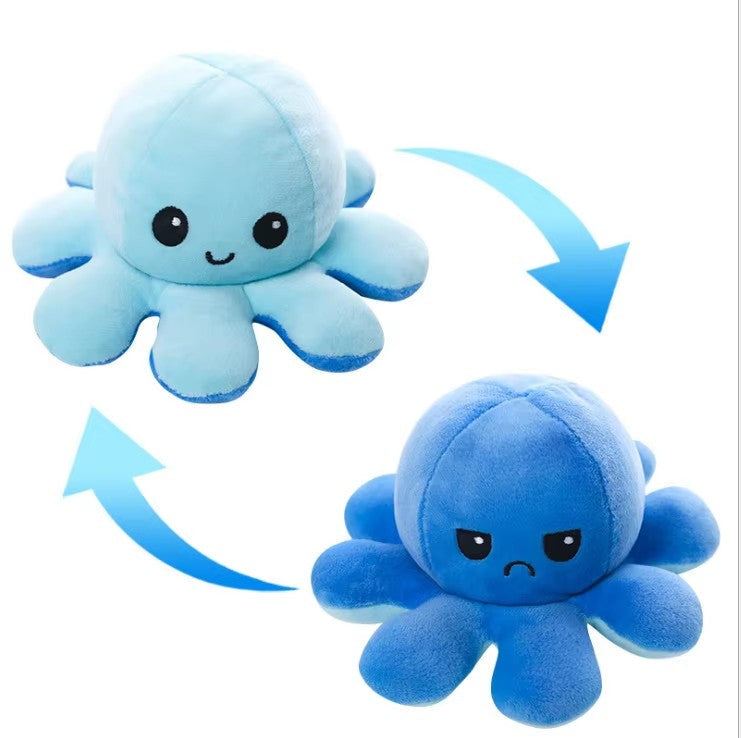 Reversible Octopus Plush Toy 8 Inches – Soft Two-Sided Design - Mystery Color
