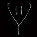 Fashion Crystal Bride Jewelry Set Rhinestone Silver-plated Wedding Dress Banquet Necklace Earring Set Ladies Gift