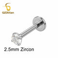1pc CZ Zircon Titanium Labret Lip Stud 16G | Sensitive Skin Safe Piercing Jewelry
