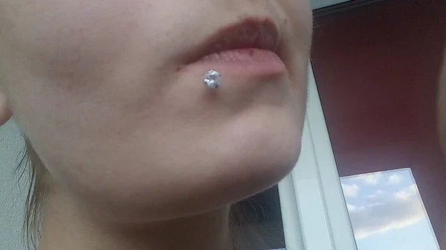 Labret Lip Stud 16G | Titanium CZ Piercing Jewelry for Sensitive Skin