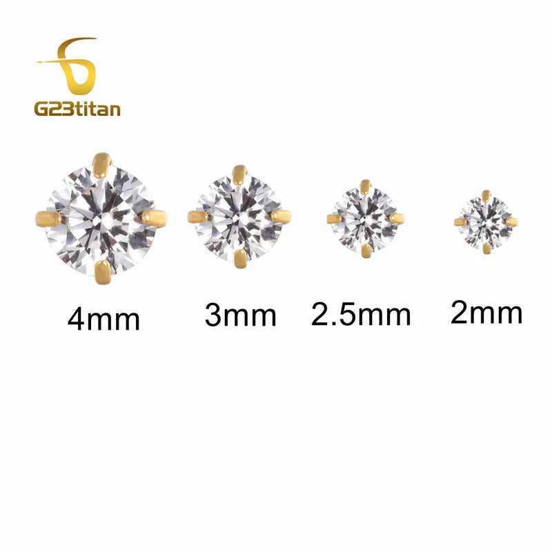 Labret Lip Stud 16G | Titanium CZ Piercing Jewelry for Sensitive Skin