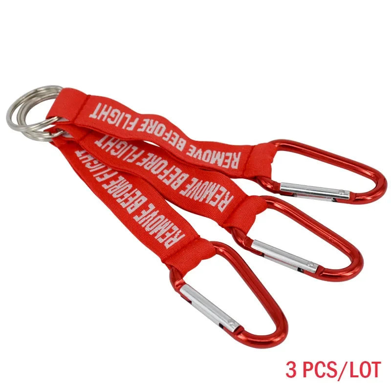 Remove Before Flight 3-Piece Red Keychain Set | Aviation Tag Key Ring for Car and Luggage