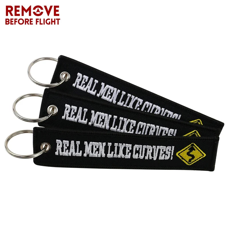 Motorcycle Keychain with Embroidery | Real Men Like Curves Keyring