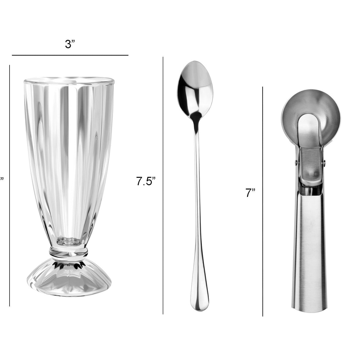 Le Regalo 9 Piece Ice Cream Set – Sundae Glasses, Scoop and Spoons Dessert Serving Kit