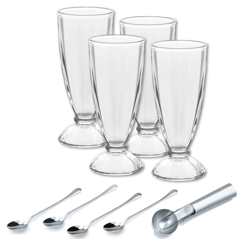 Le Regalo 9 Piece Ice Cream Set – Sundae Glasses, Scoop and Spoons Dessert Serving Kit