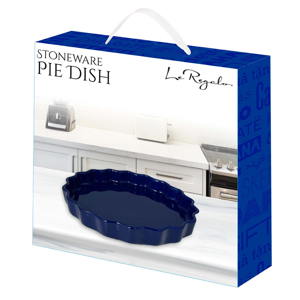 Le Regalo Stoneware Pie Dish – Non-Stick Glazed Round Baking Pan for Perfect Crusts