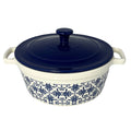 Le Regalo Stoneware Casserole with Lid – Filigree Design Microwave and Oven Safe Round Dish