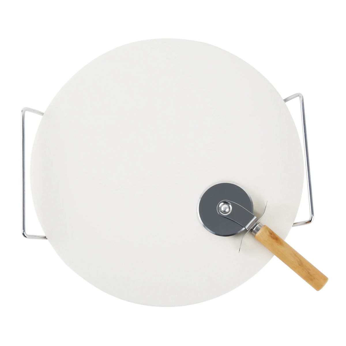 Le Regalo 3 Piece Pizza Stone Set – 13" Cordierite Stone with Rack, Cutter & Server