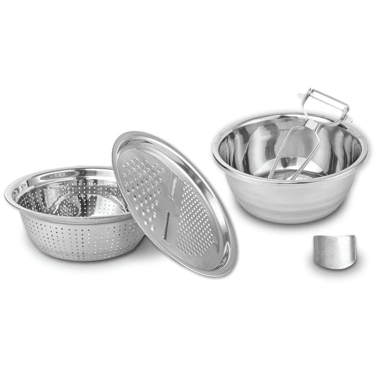 Le Regalo 5 Piece Stainless Steel Colander Set – Strainer, Grater, Peeler & Finger Guard