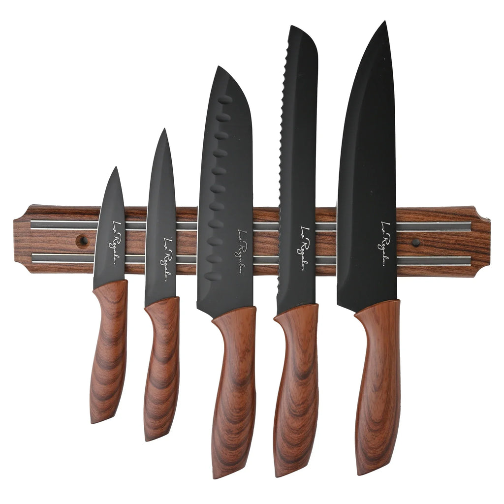 Le Regalo 5 Piece Kitchen Knife Set – Stainless Steel Blades with Magnetic Wall Holder