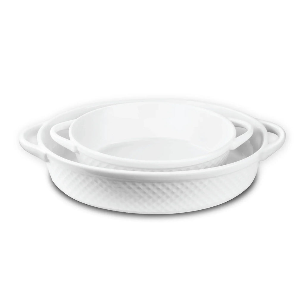 Le Regalo 2 Piece Stoneware Oval Baker Set – Honeycomb Design Nesting Baking Dishes