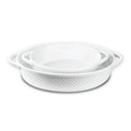 Le Regalo 2 Piece Stoneware Oval Baker Set – Honeycomb Design Nesting Baking Dishes