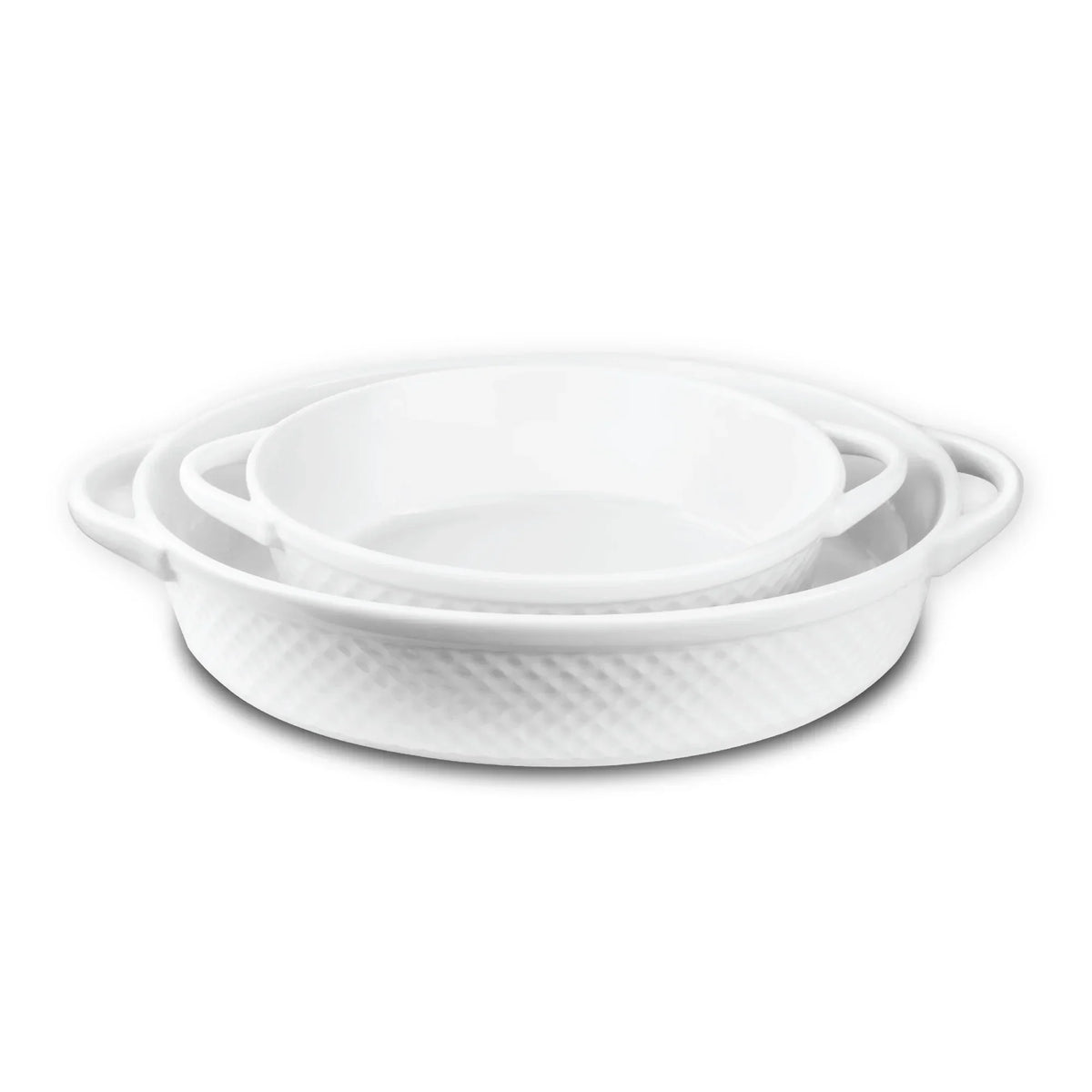 Le Regalo 2 Piece Stoneware Oval Baker Set – Honeycomb Design Nesting Baking Dishes