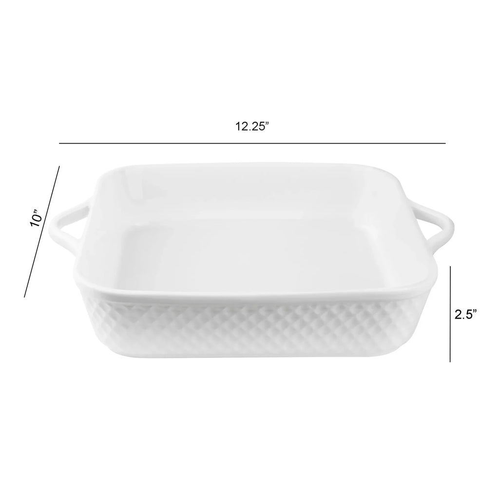 Le Regalo 10" Stoneware Square Baker – Honeycomb Design, Oven, Microwave & Freezer Safe
