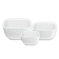 Le Regalo 3 Piece Stoneware Square Bowl Set – Honeycomb Design, Oven & Microwave Safe