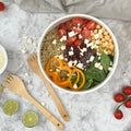 Le Regalo 3 Piece Salad Server Set – Large Stoneware Bowl with Serving Spork Set