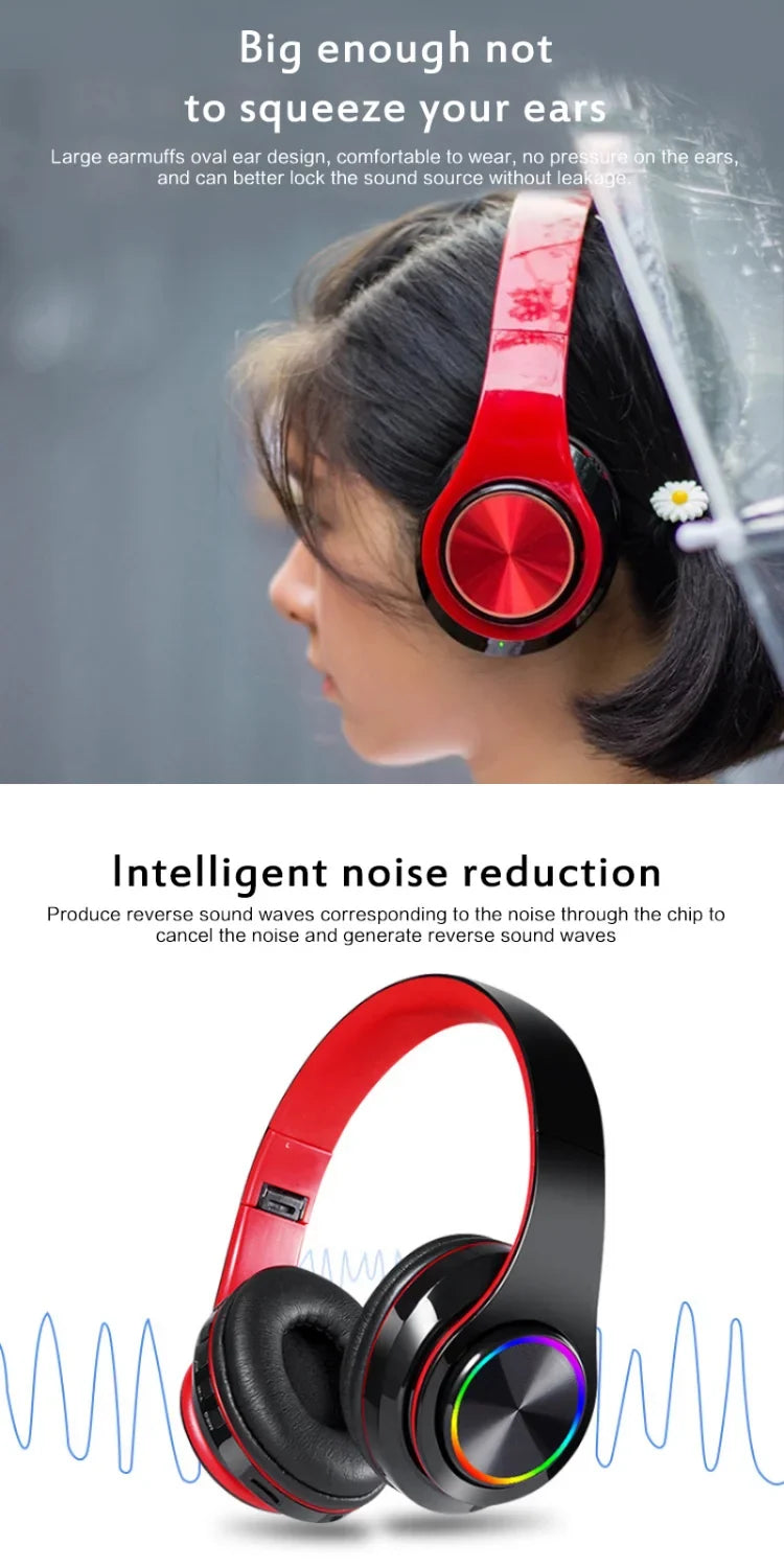 B39 Red & Black Wired Headphones with Adjustable Headband – Sleek Everyday Design (Item #MG-B39)