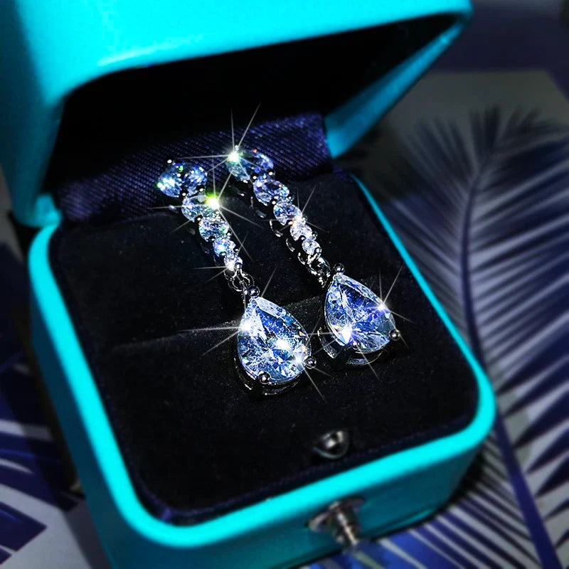 925 Sterling Silver Zircon Stud Earrings | Luxury Party Jewelry for Women