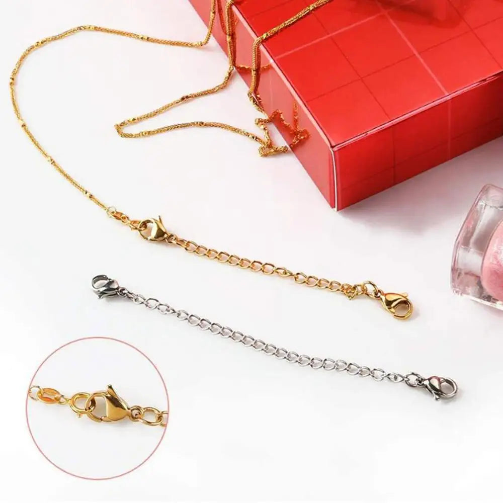 10pcs Stainless Steel Extender Chains for Necklace Bracelet | Adjustable Lobster Clasp Extension Links Set