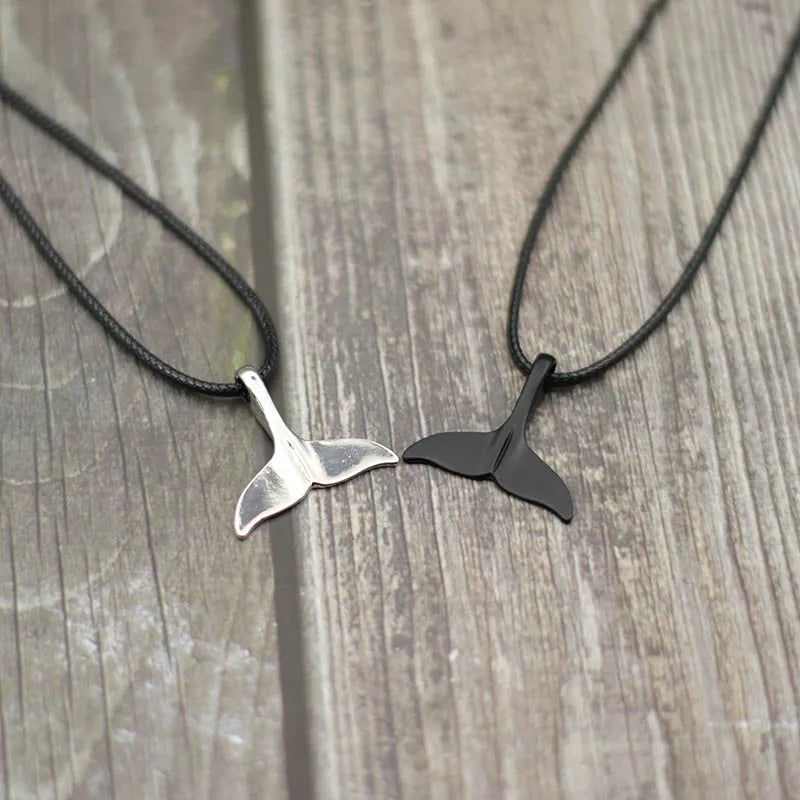 Fashion Whale Tail Pendant Necklace Men Marine Protected Animals Necklace 60cm Hiphop Punk Necklace Beach Gift For Boyfriend