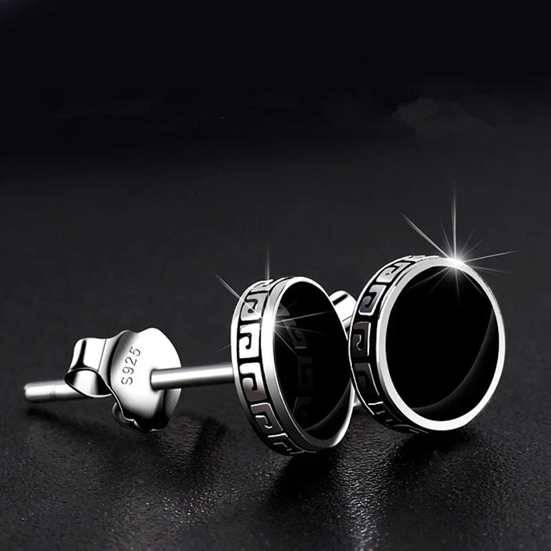 Andara Personalized 925 Sterling Silver Stud Earrings | Men's Street Punk Hip-Hop Jewelry