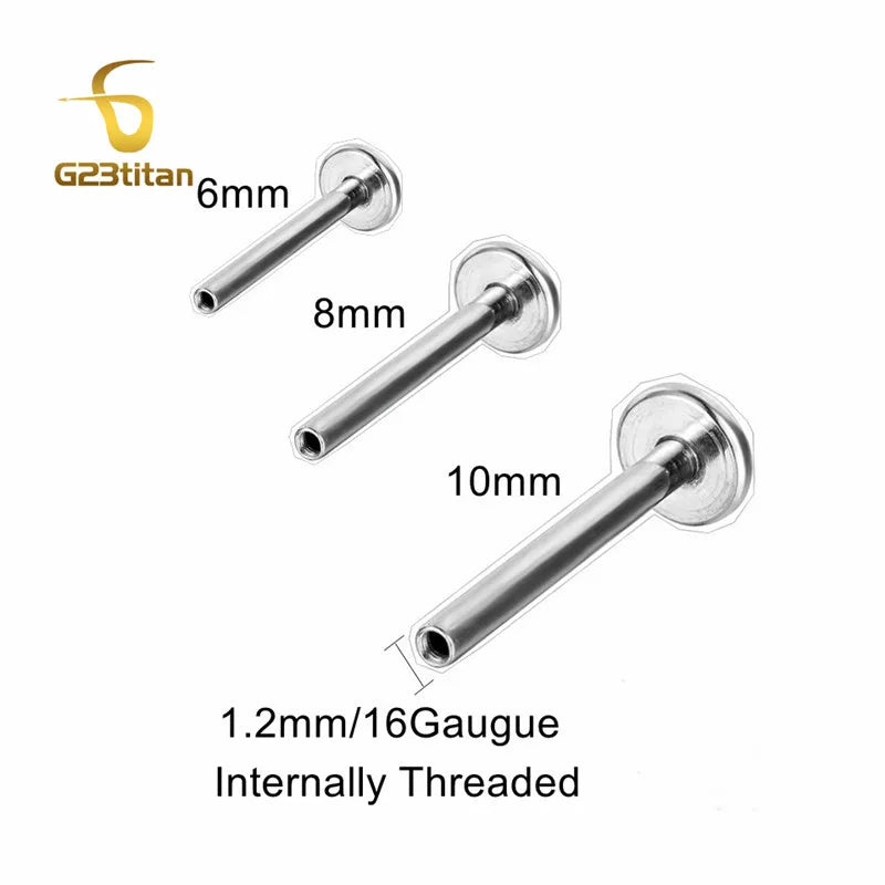 1pc CZ Zircon Titanium Labret Lip Stud 16G | Sensitive Skin Safe Piercing Jewelry