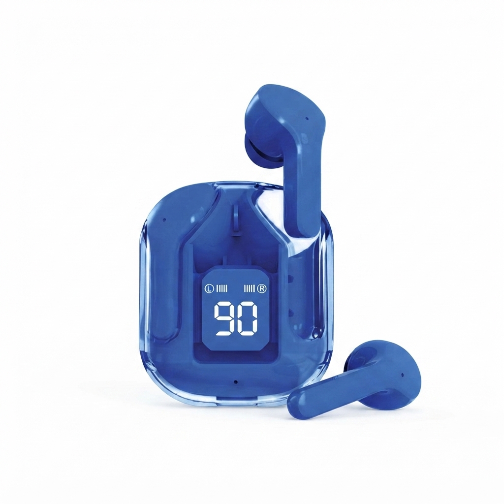 iEssentials True Wireless Earbuds with LED Battery Display – Bluetooth Earbuds, Dark Blue