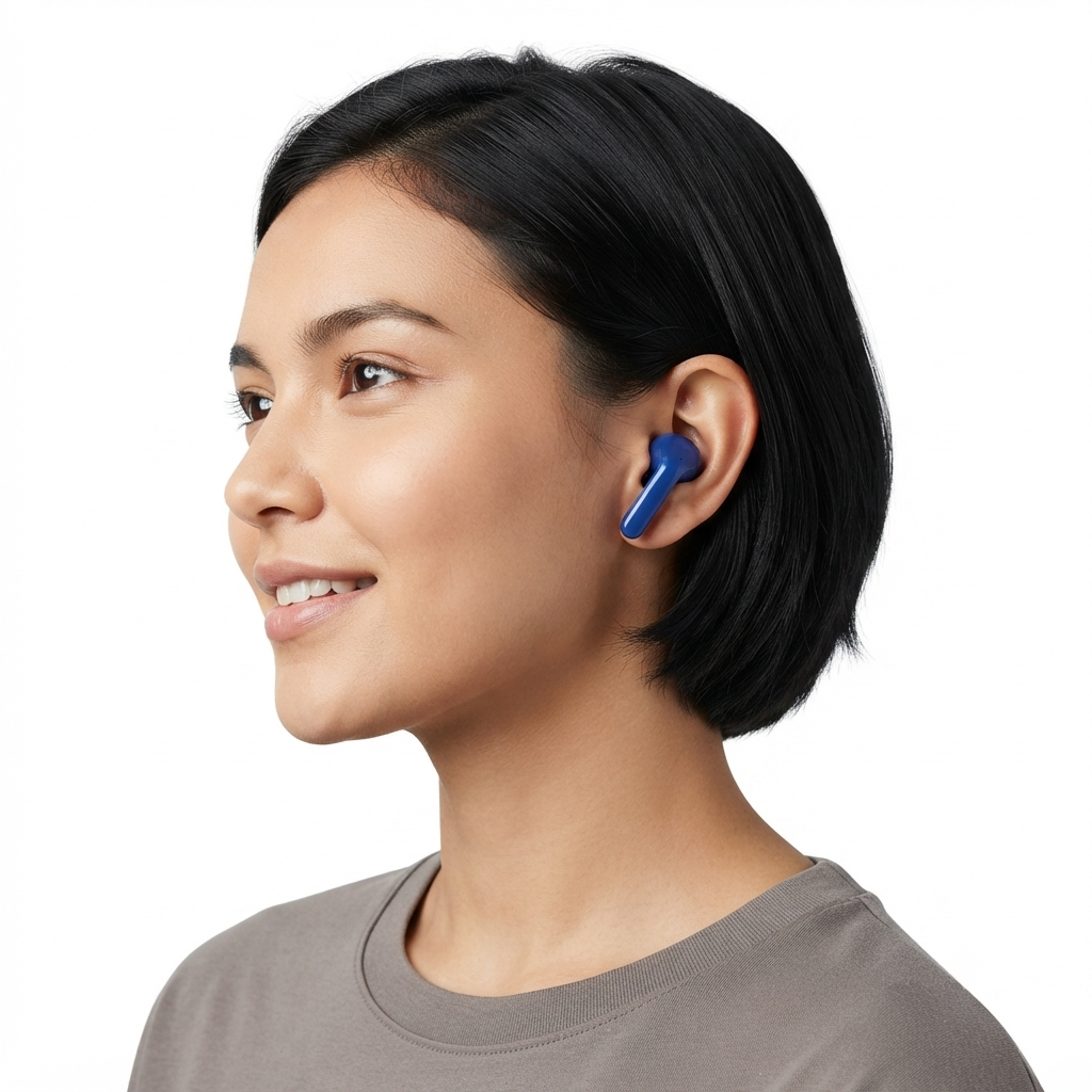 iEssentials True Wireless Earbuds with LED Battery Display – Bluetooth Earbuds, Dark Blue
