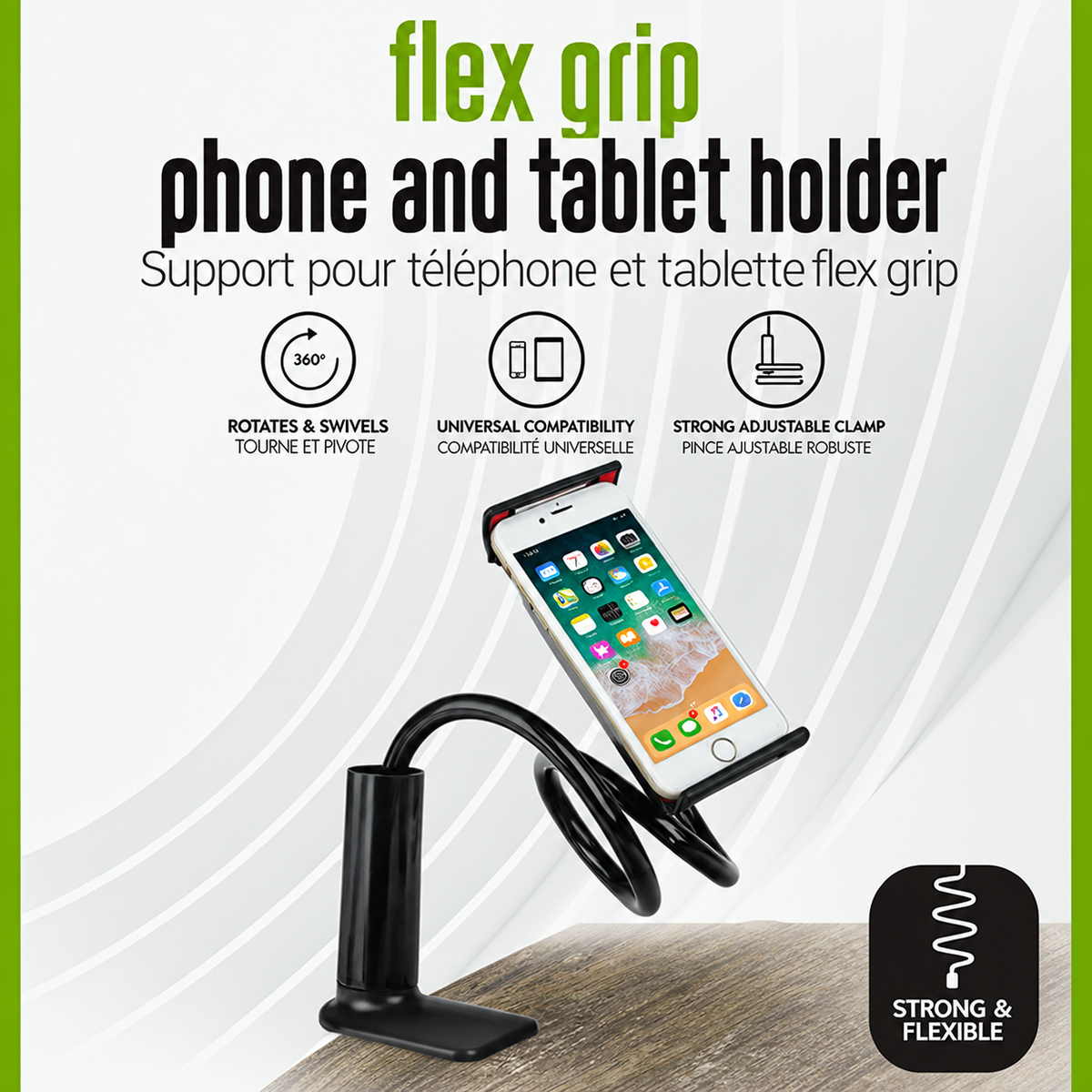 iEssentials Flex Grip Phone & Tablet Holder – Universal Adjustable Desk Stand
