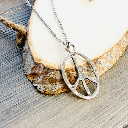 Peace Sign Necklace Boho Hippie Symbol Pendant Bronze Silver Jewelry