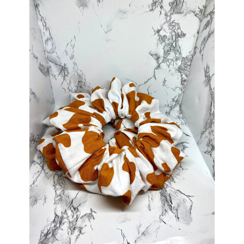 Orange Cow Print Scrunchie