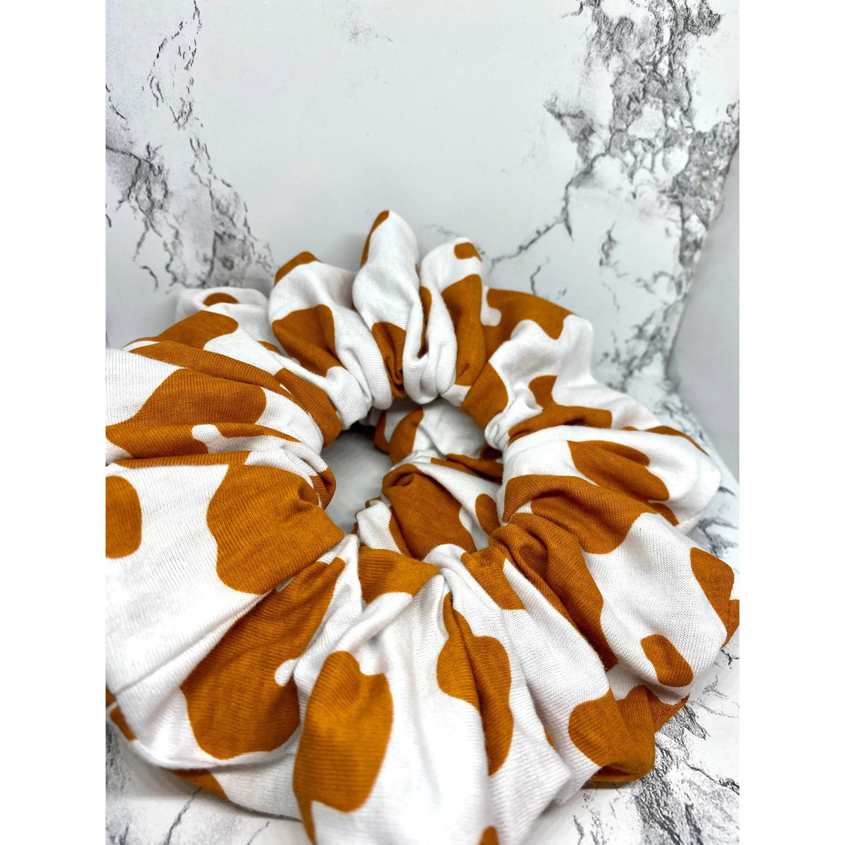 Orange Cow Print Scrunchie