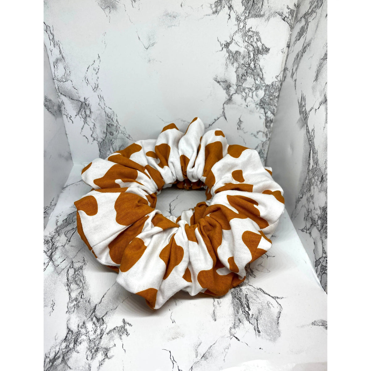 Orange Cow Print Scrunchie
