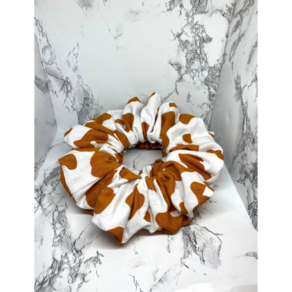 Orange Cow Print Scrunchie
