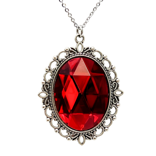 Renaissance Faceted Cameo Necklace – Mystic Gothic Statement Red Purple Jewelry