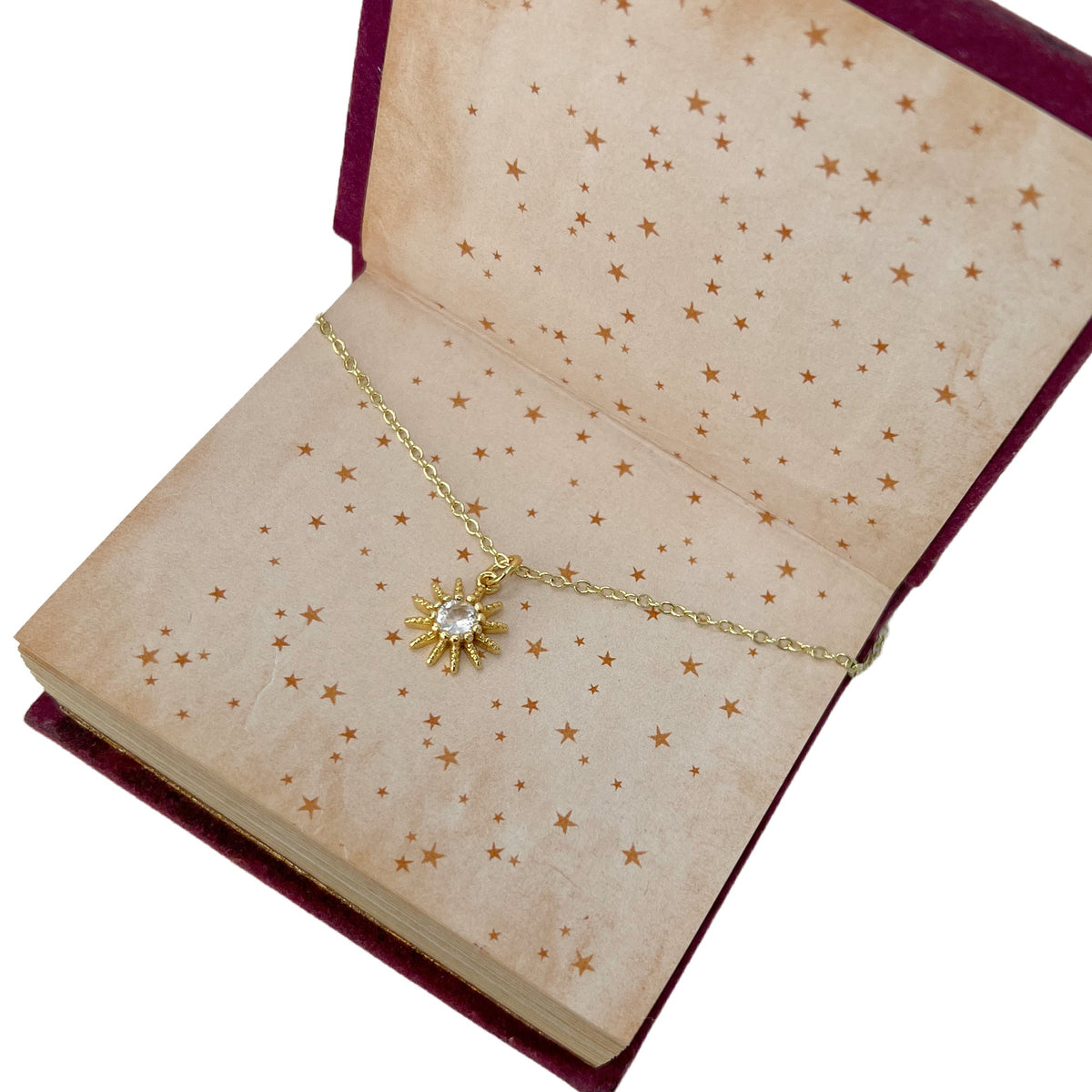Tiny Sun Necklace Gold Dainty Celestial Charm Minimal Jewelry