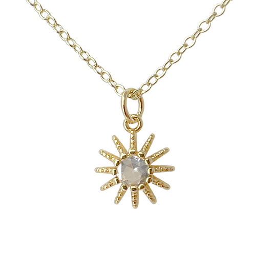 Tiny Sun Necklace Gold Dainty Celestial Charm Minimal Jewelry